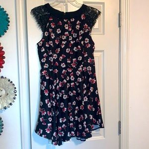 Black floral dress with lace back detail, size M